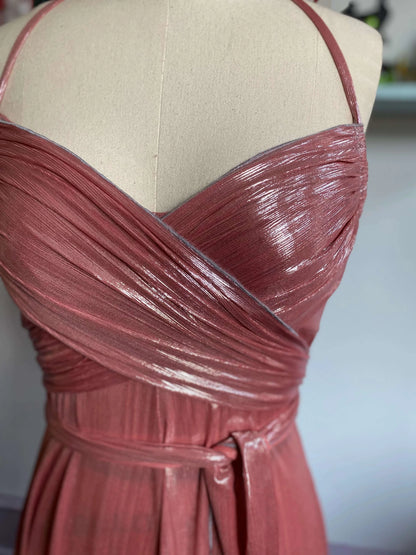 Ostara Dress in Metallic Pink Champagne