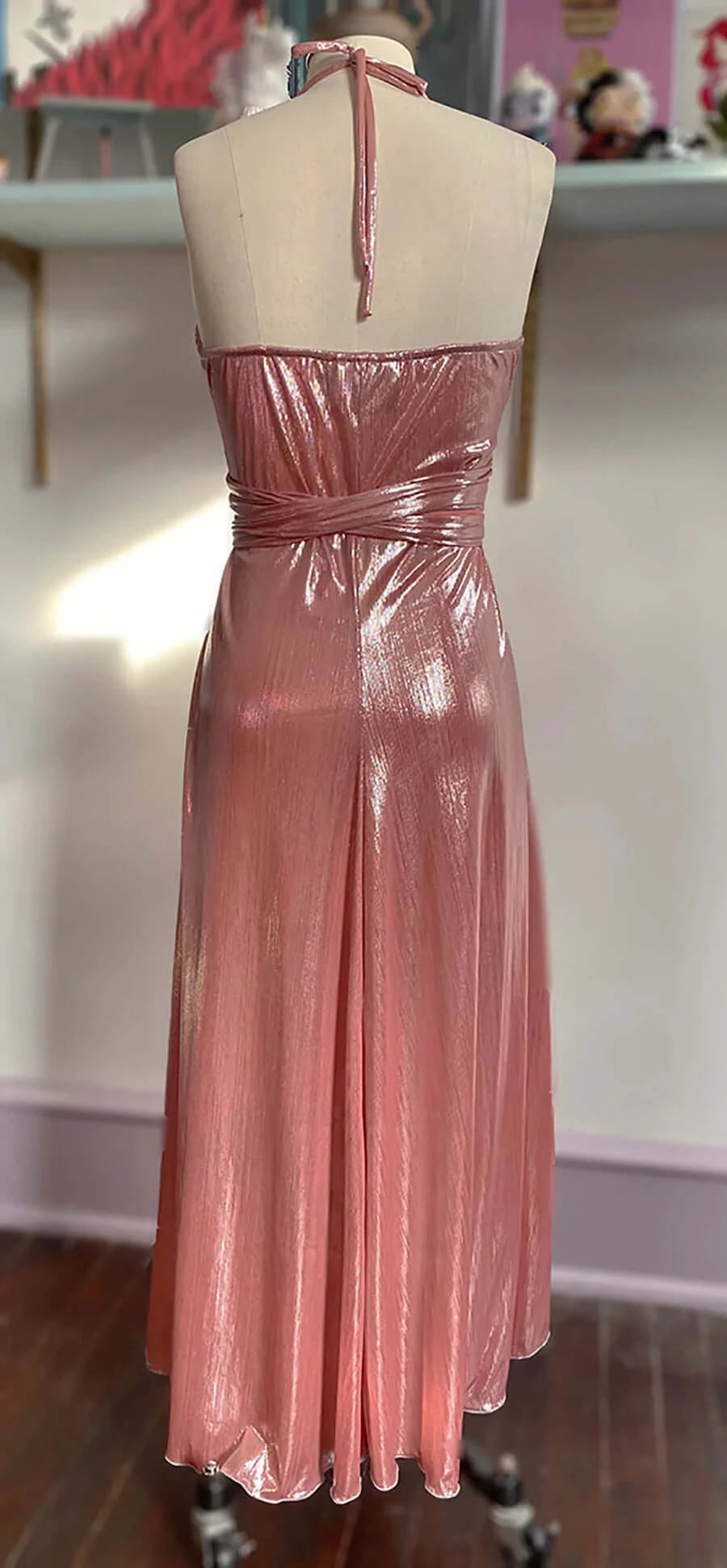 Ostara Dress in Metallic Pink Champagne