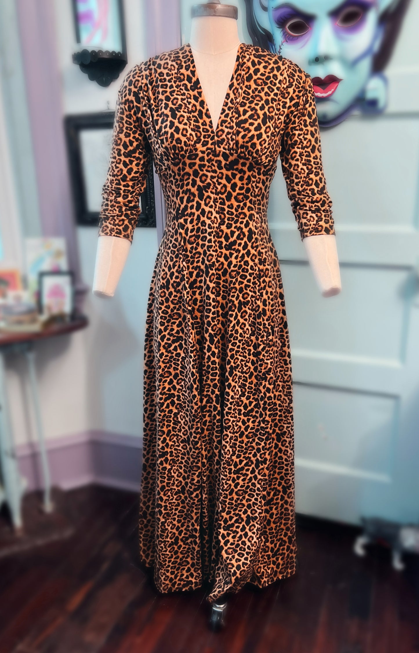 Raquel 3/4 Sleeve Leopard Maxi dress