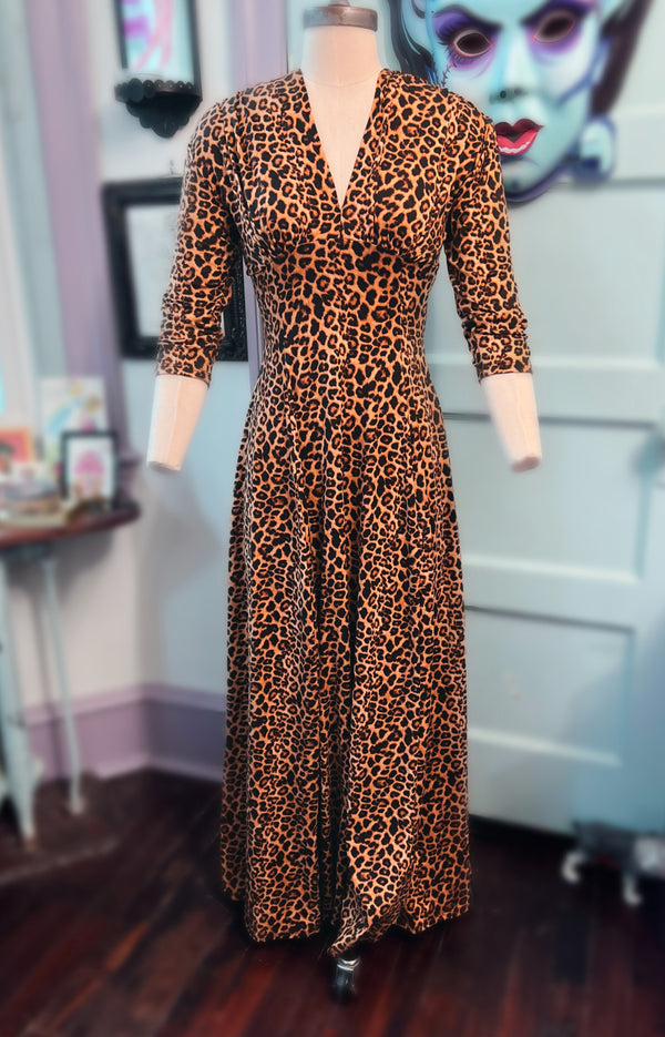 Raquel 3/4 Sleeve Leopard Maxi dress