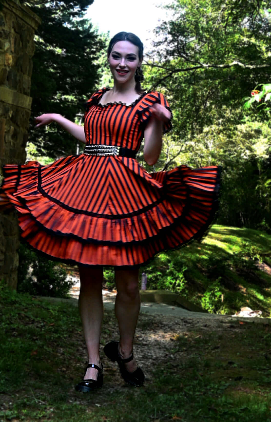 WAX POETIC Adelaide Dress in Jack O Lantern Stripes