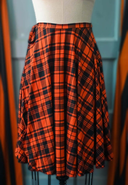 Aurora Wrap Skirt in Pumpkin Plaid