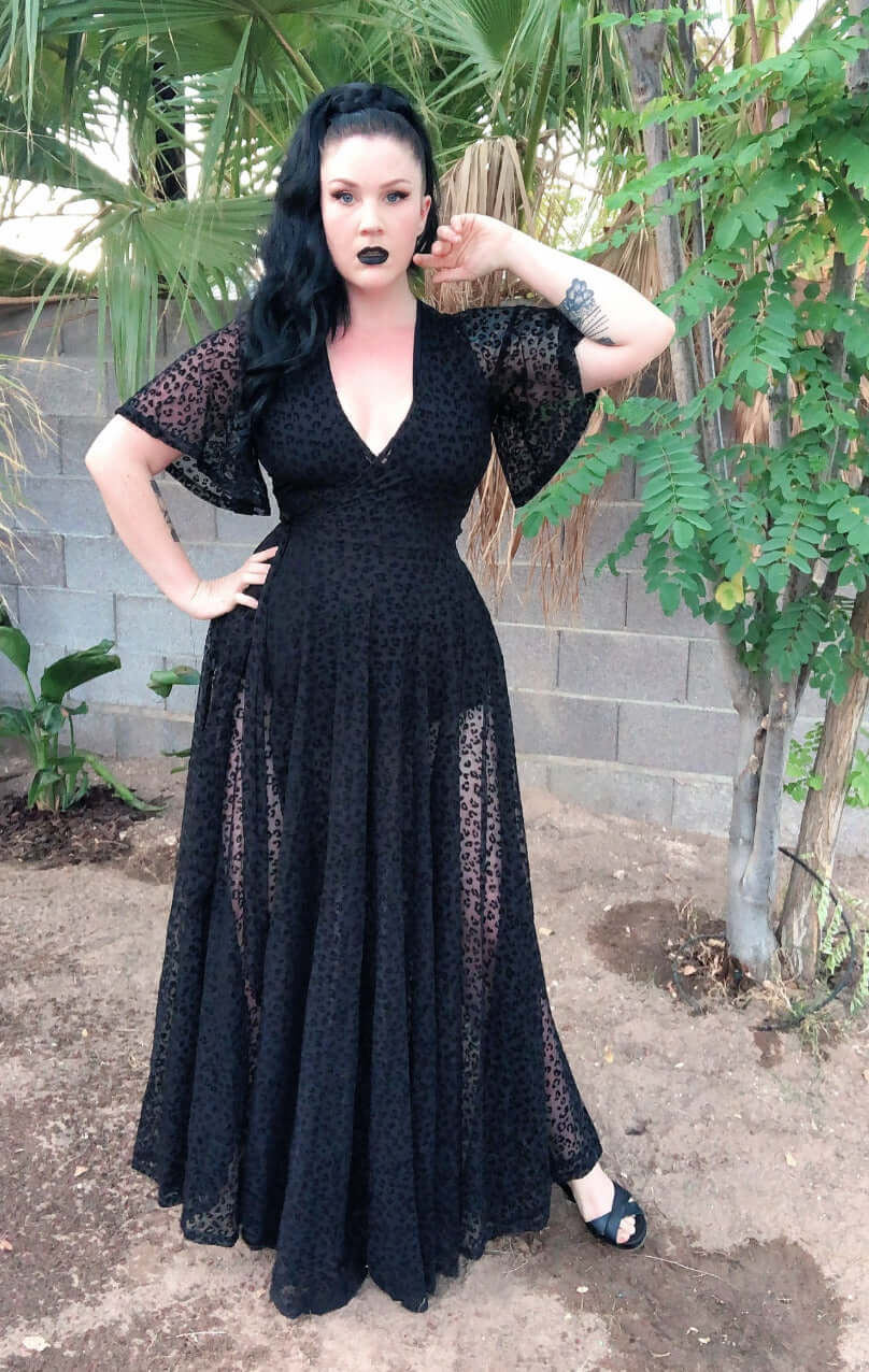 Black Leopard Flocked Mesh Lydia dress XS Black Leopard Flocked Mesh Lydia dress XS