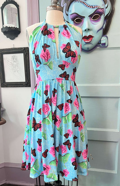 Vivian Convertible Halter Dress in Victorian Arboretum print