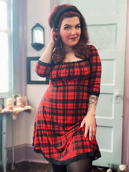 Wednesday dress in Red Plaid