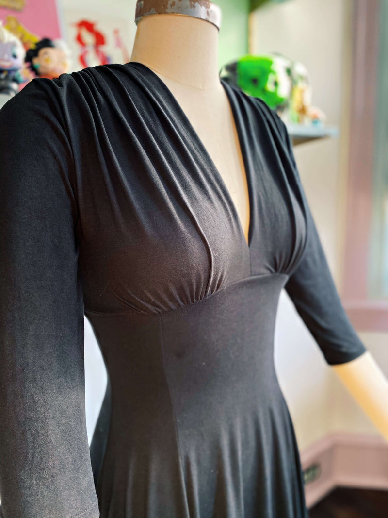 Raquel 3/4 Sleeve Black Maxi dress