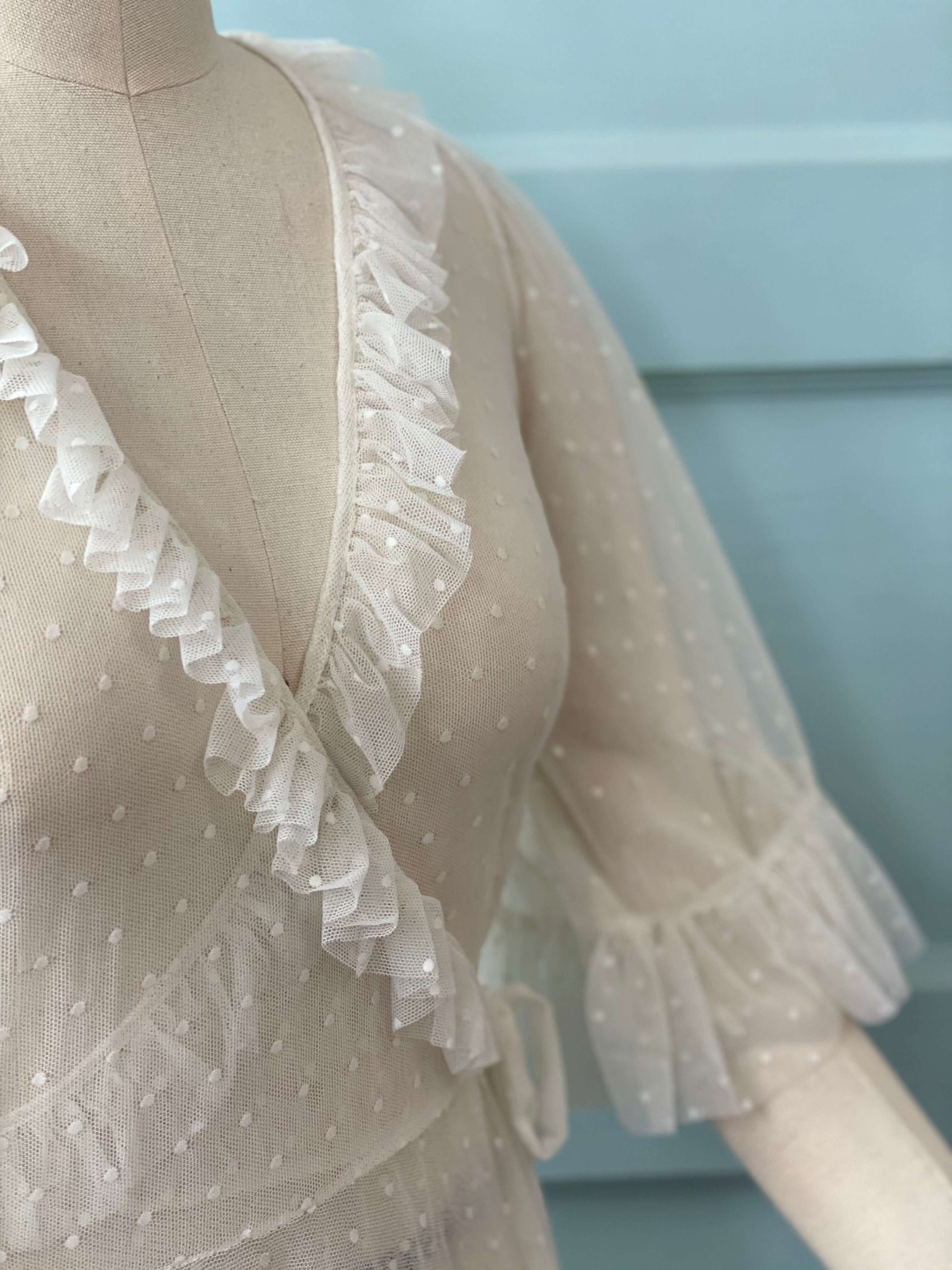 Ophelia Dress in Ivory Mesh Dot XS Ophelia Dress in Ivory Mesh Dot XS