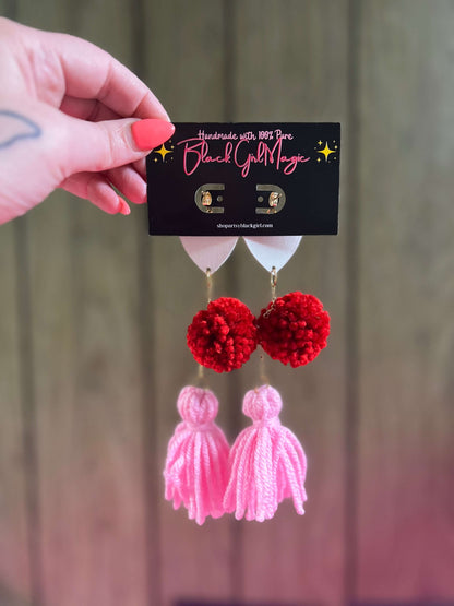 Dark Love Heart Puff Earrings by Artsy Black Girl