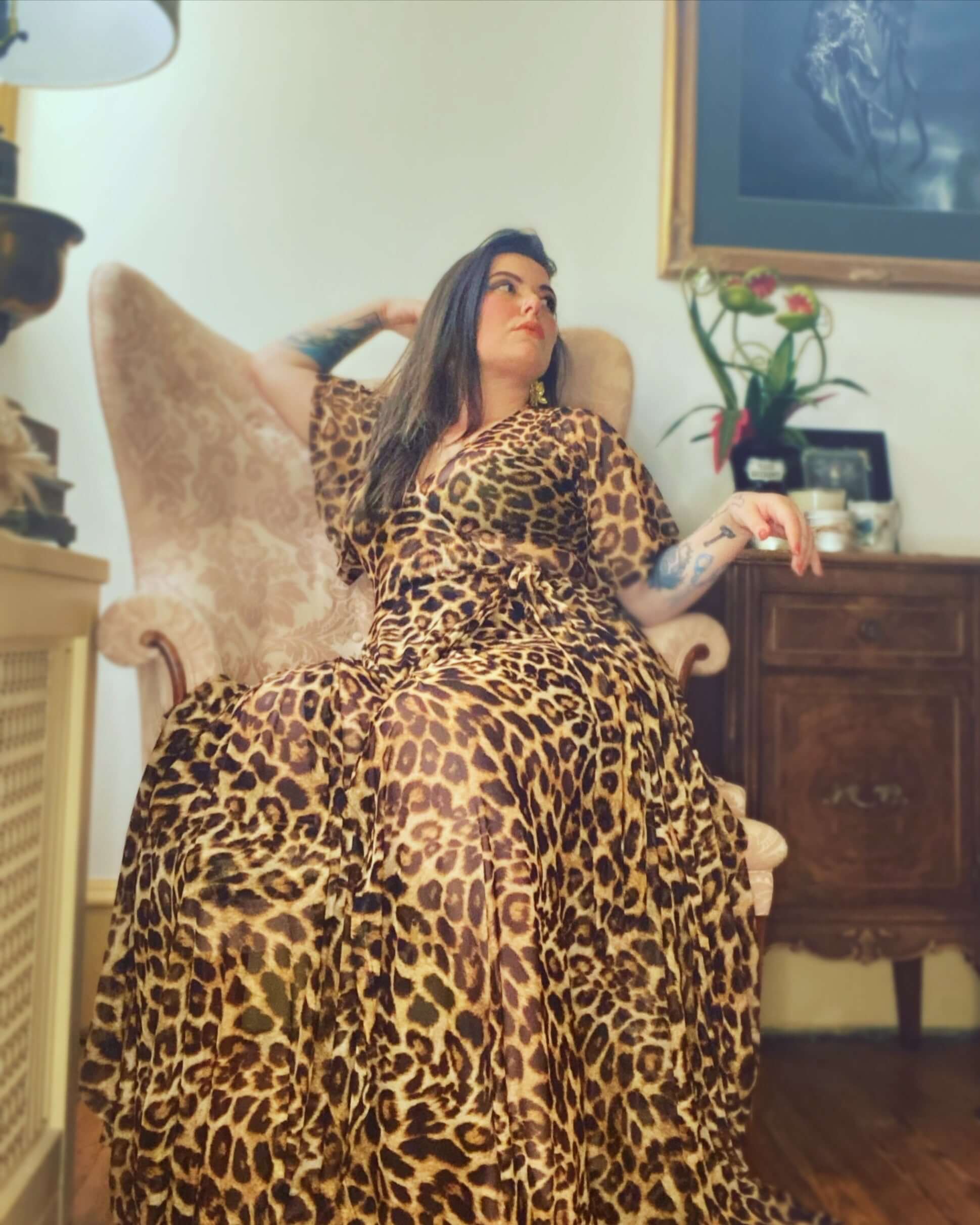 Lydia dress in Leopard Mesh