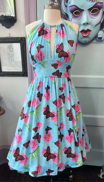 Vivian Convertible Halter Dress in Victorian Arboretum print