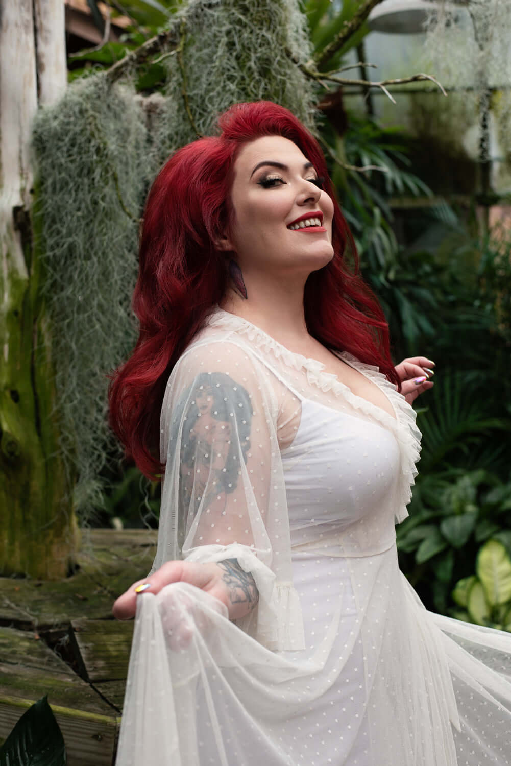 Ophelia Dress in Ivory Mesh Dot XS Ophelia Dress in Ivory Mesh Dot XS