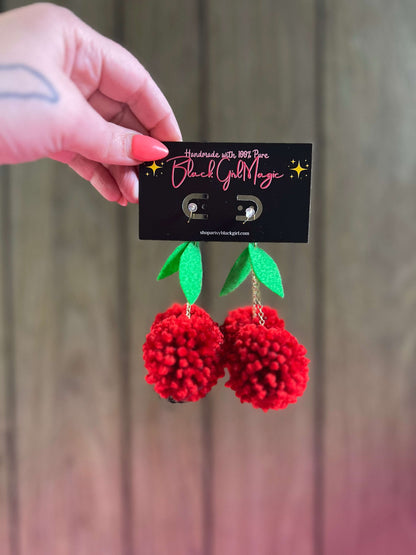 Cherry Bombshell Puff Earrings by Artsy Black Girl