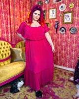 Villanelle Maxi Dress in Malibu Pink Sparkle Pleated Knit