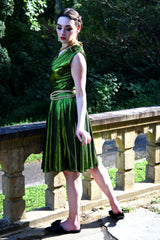 Mythos dress in Gorgon Green Metallic Knit